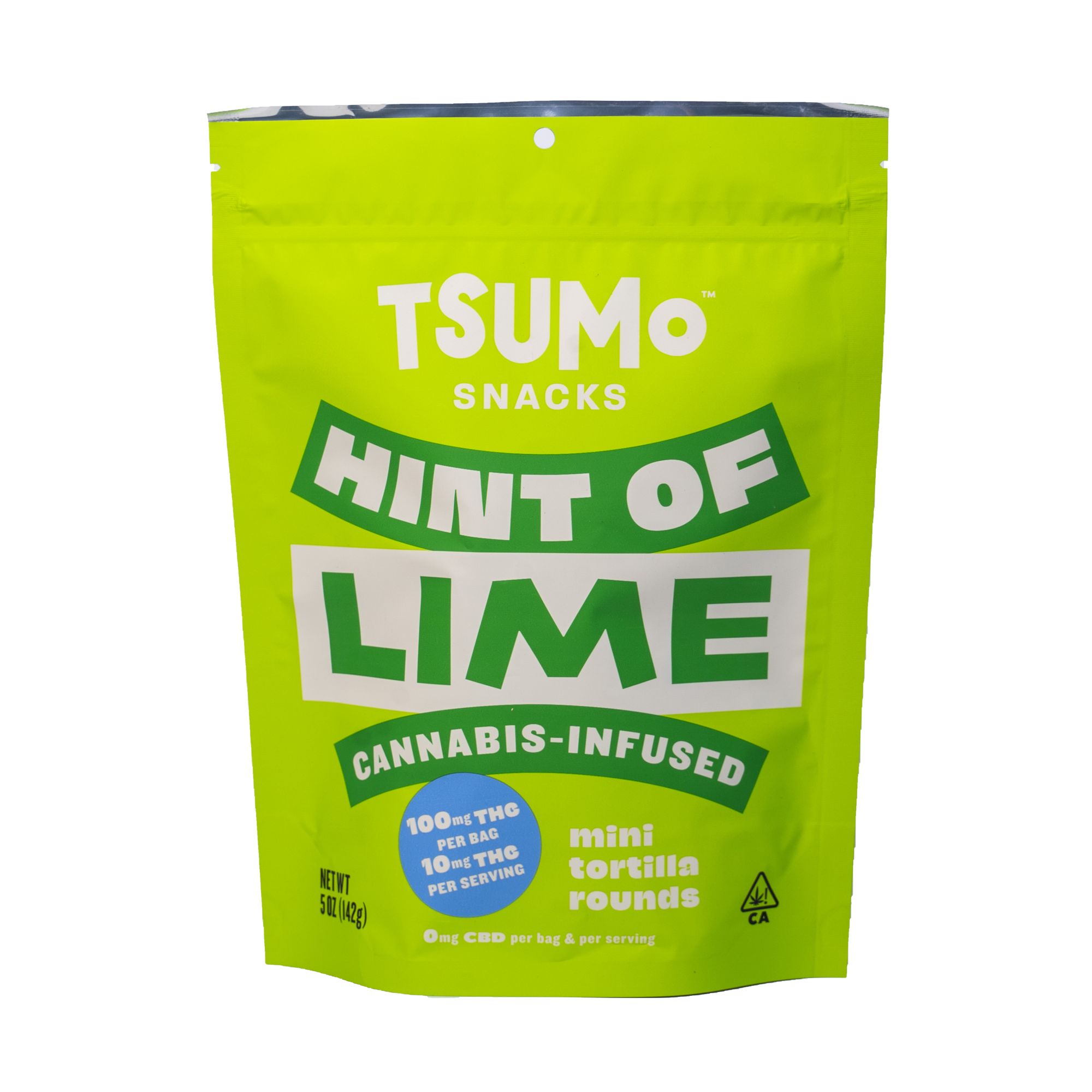 TSUMoSNACKS HINT OF LIME - Mini Tortilla Rounds - 100mg Multiserve