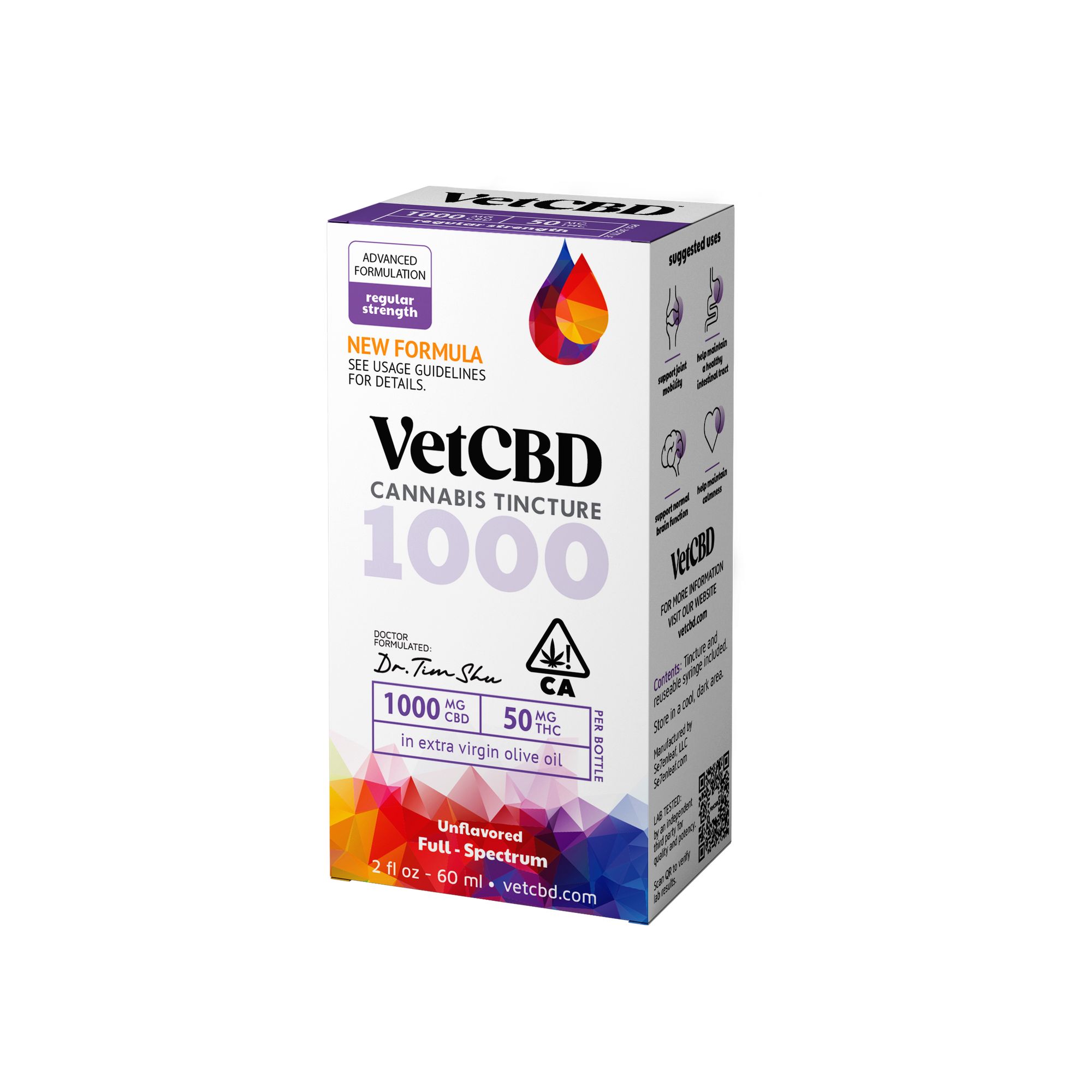 VetCBD, Reg Strength Cannabis Tincture, 1000mg, 2oz