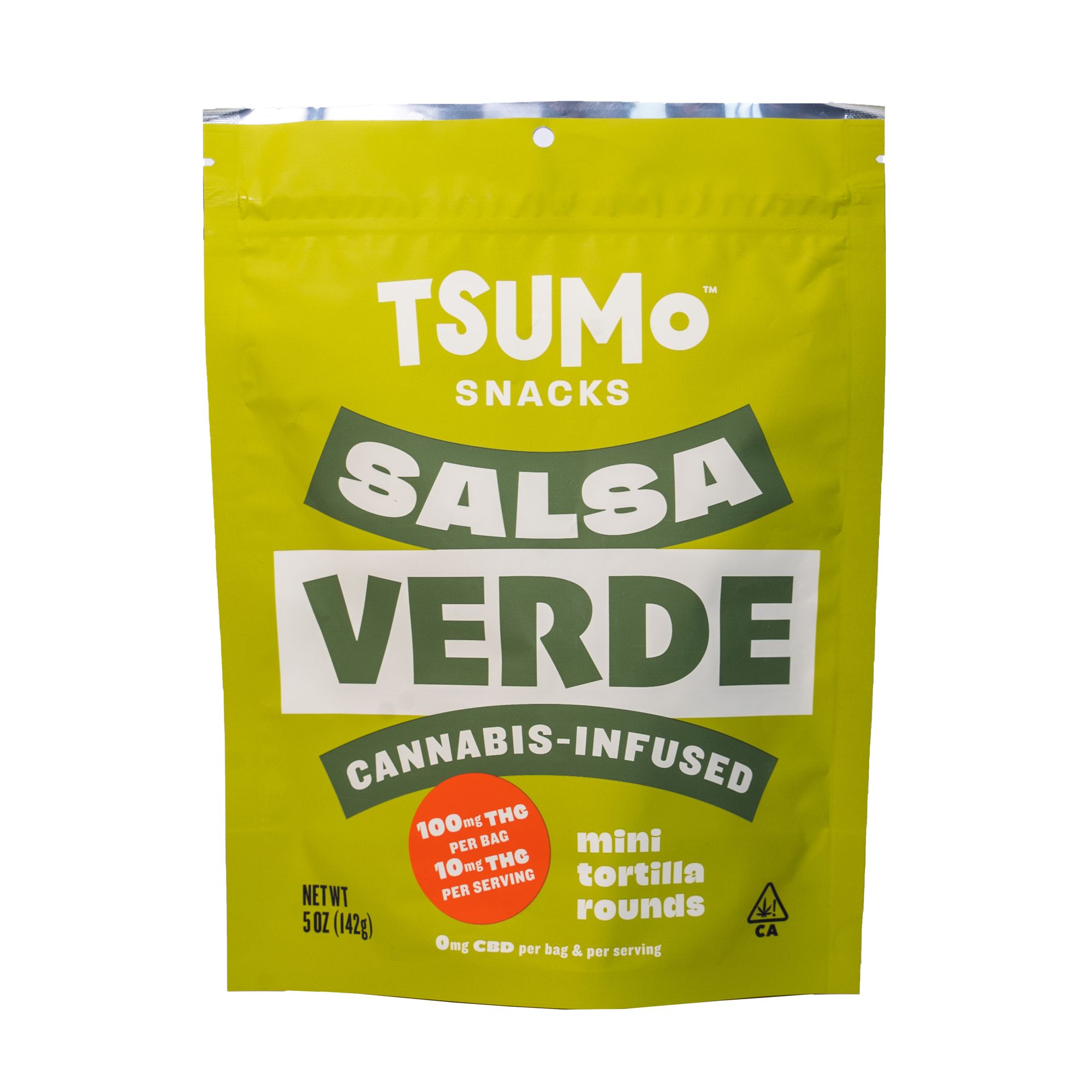 TSUMoSNACKS SALSA VERDE - Mini Tortilla Rounds - 100mg Multiserve